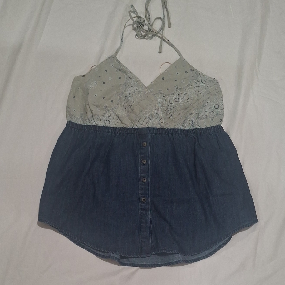 NEW.Easel Wome's Blue and Cream Lace Camisole Size L - Picture 2 of 10